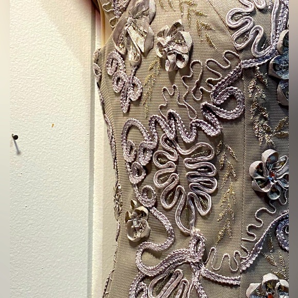 FINAL PRICE DROP Sue Wong Nocturne beaded lace cocktail dress,silver/lavender, - Picture 5 of 16